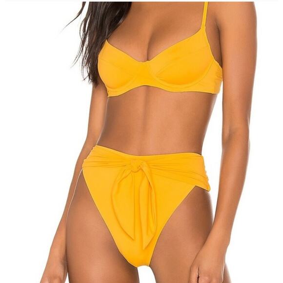 New Onia X WeWoreWhat Riviera Bikini Bottom Large Citrus Yellow Women's Size L - Picture 5 of 10